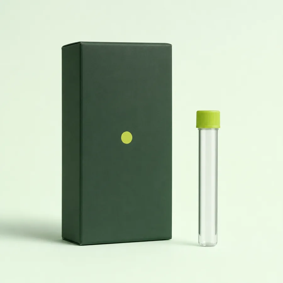 Sero kit box beside a sample tube